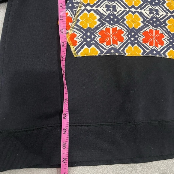 [S]Roxy Black Hoodie Dress Tunic with Vibrant Patterned Pocket - Picture 6 of 8